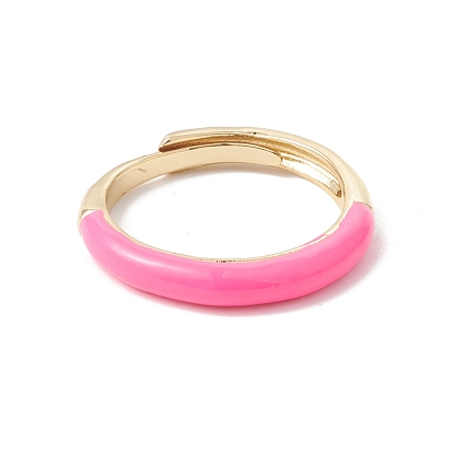 Enamel Adjustable Ring, Real 18K Gold Plated Brass Jewelry for Women, Lead Free & Cadmium Free