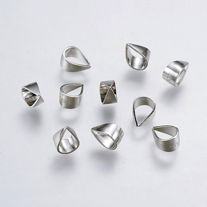 925 Sterling Silver Pendant Bails, Snap On Bail, with 925 Stamp