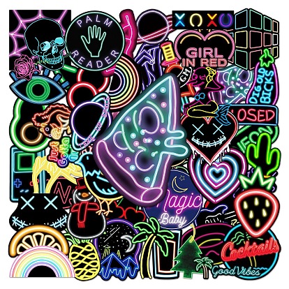 50Pcs Neon Style Stickers for Water Bottle Phone Computer Luggage Guitar Graffiti Patches