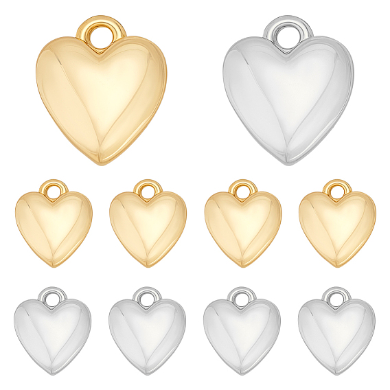 10 шт 2 цвета латунные подвески, сердце