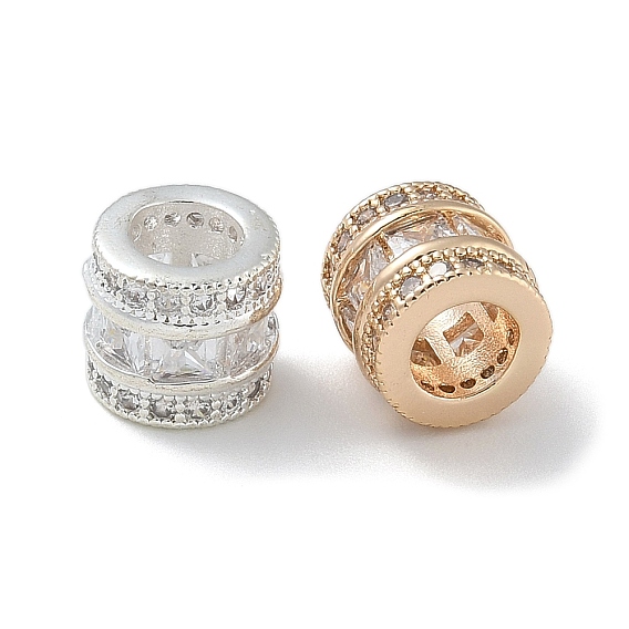 Латунные микро проложить Цирконий Европейский бисером, бусины с большим отверстием, долговечный, колонка