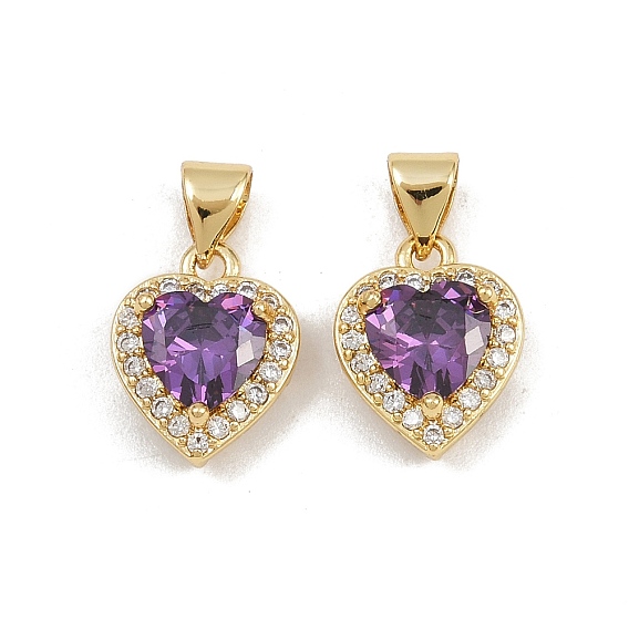 Латунные микро проложить кубического циркония прелести, сердце