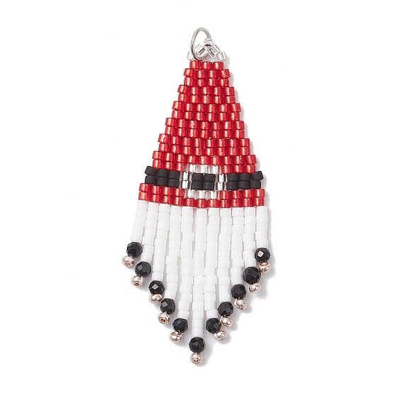 Подвески в виде рождественской шапки из стеклянного бисера, с 304 кольцами из нержавеющей стали