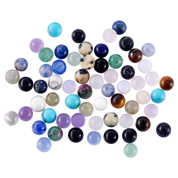64шт. 16 стили смешанные драгоценные камни кабошоны, полукруглые / купольные