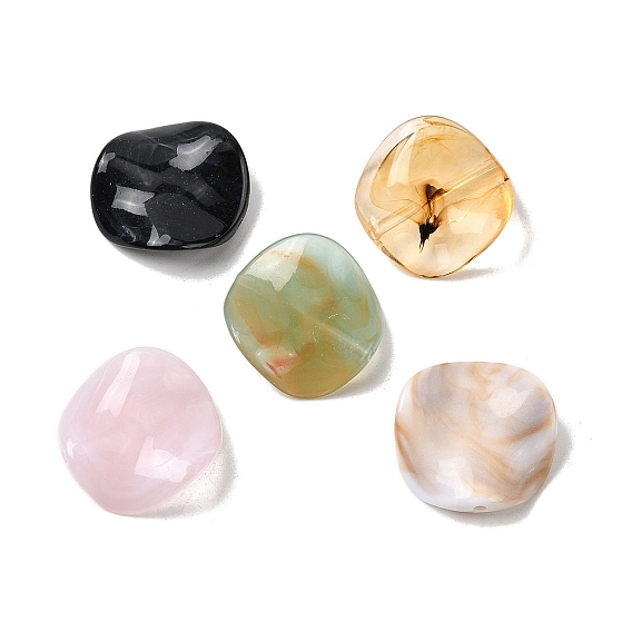 Непрозрачные акриловые бусины, имитация драгоценных камней, самородки, два тона, граненые