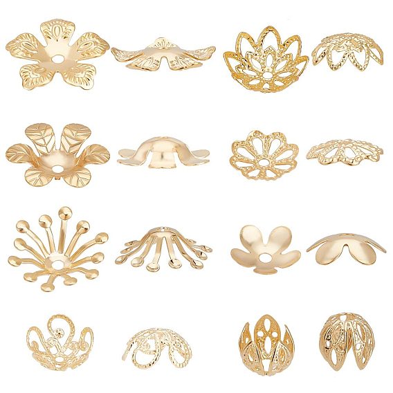 80 шт 8 стиль латунные колпачки для бусинок, цветок