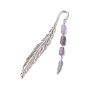 Tibetan Style Alloy Feather Bookmarks, Mixed Natural Gemstone Bead Pendant Bookmark