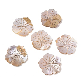 Cuentas talladas de concha de agua dulce natural, flor