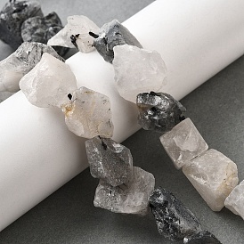 Натуральные турмализированные кварцевые бусинки, грубый необработанный камень, самородки