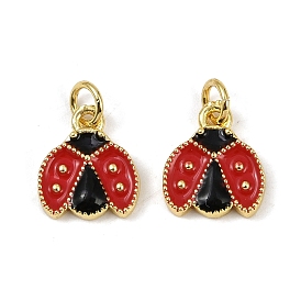 Латунь эмаль прелести, очарование божьей коровки, с целью перехода в кольце, долговечный, без кадмия и без свинца, стойки покрытие, реальный 18 k позолоченный