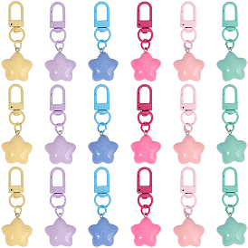 18шт. 6цвета, подвески в виде звезд из смолы, с поворотными застежками сплава