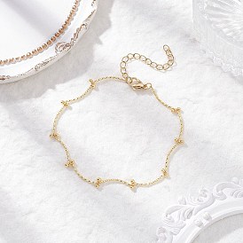 Латунные изогнутые звенья цепи с круглыми шармами-браслетами