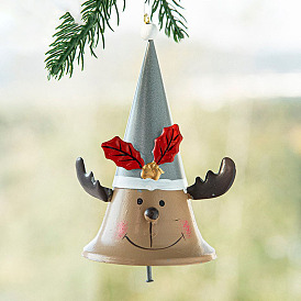 Adornos colgantes de campana navideña de hierro pintado, para adornos colgantes de árboles de navidad