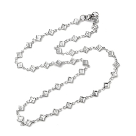 304 Stainless Steel Rhombus Link Chain Necklaces