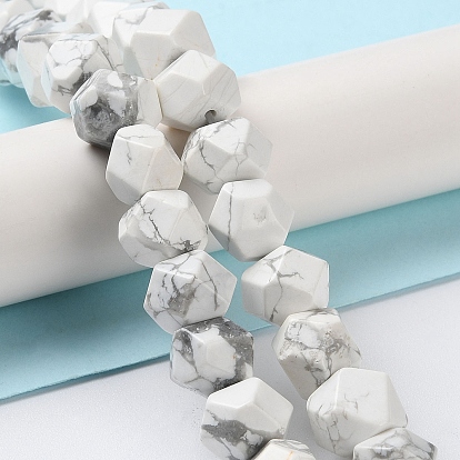 Natural Howlite Star Cut Round Beads Strands, Faceted