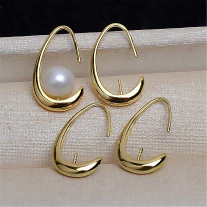 925 Sterling Silver Earring Hooks, For Half Drilled Beads