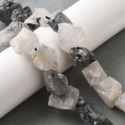 Натуральные турмализированные кварцевые бусинки, грубый необработанный камень, самородки