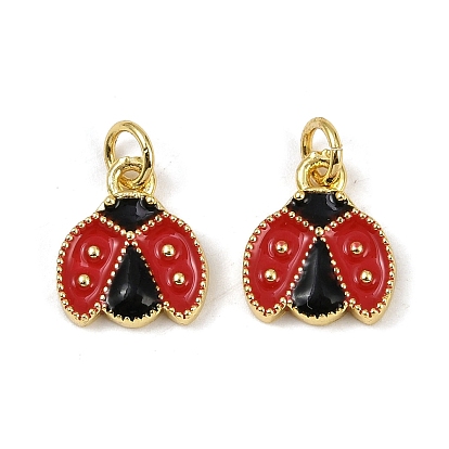 Латунь эмаль прелести, очарование божьей коровки, с целью перехода в кольце, долговечный, без кадмия и без свинца, стойки покрытие, реальный 18 k позолоченный