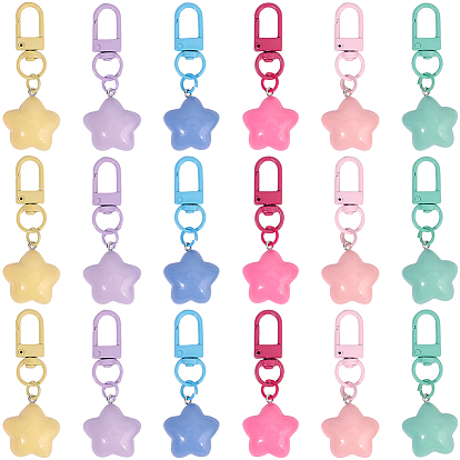 18шт. 6цвета, подвески в виде звезд из смолы, с поворотными застежками сплава