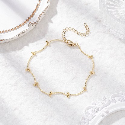 Латунные изогнутые звенья цепи с круглыми шармами-браслетами