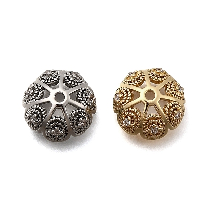 Колпачки для бусин из прозрачного кубического циркония из латуни, цветок