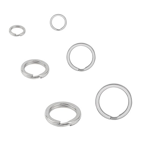 304 Stainless Steel Keychain Clasps, Split Key Rings