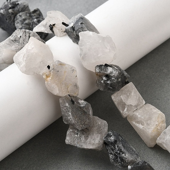 Натуральные турмализированные кварцевые бусинки, грубый необработанный камень, самородки