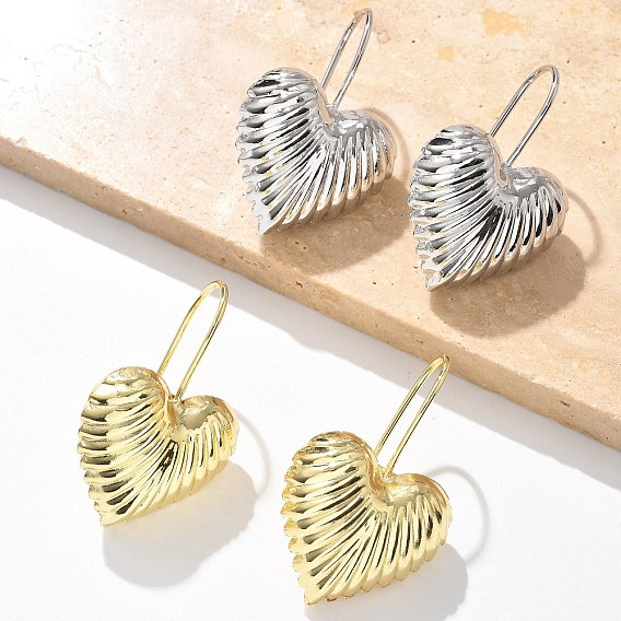 Текстурированные латунные серьги-подвески в форме сердца, без кадмия и без свинца, стойки покрытие