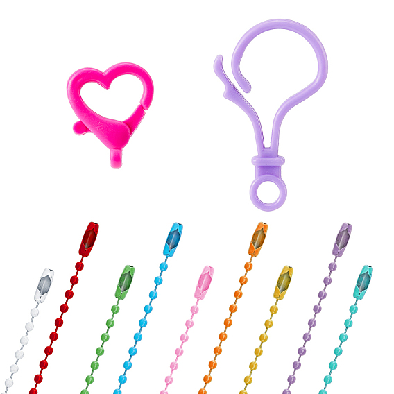 170шт 3 стили изготовление ювелирных изделий своими руками наборы для поиска, включая цепочки из железных шариков и цепочки с бирками., защелка для пластиковой двери, брелок-застежка, смолы омара коготь застежками