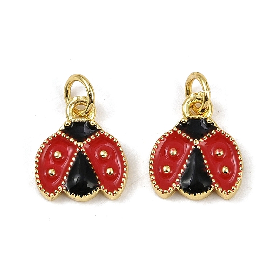 Латунь эмаль прелести, очарование божьей коровки, с целью перехода в кольце, долговечный, без кадмия и без свинца, стойки покрытие, реальный 18 k позолоченный