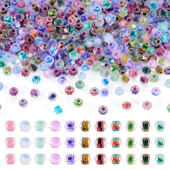 420 прозрачные стеклянные бусины, двухконусные, граненые