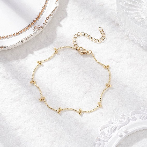 Латунные изогнутые звенья цепи с круглыми шармами-браслетами