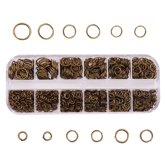 Iron Jump Rings, Open Jump Rings, 4~10x0.7~1mm, about 58g/box