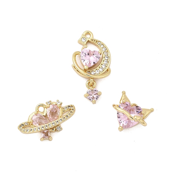 Латунные микро проложить кубического циркония подвески, сердце прелести, долговечный, без никеля 