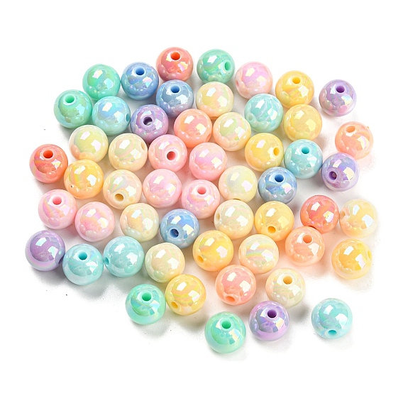 Opaque Acrylic Beads, AB Color Plated, Round