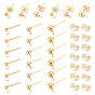 90Pcs 3 Style 304 Stainless Steel Ball Stud Earring Post, Earring Findings with Loop, with Ear Nut/Earring Backs