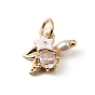 Латунные микро проложить кубического циркония подвески, с эмалью и пластиковыми жемчужинами, , прозрачные