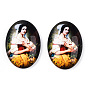 Кабошоны из стекла, с рисунком в европейском стиле, овальные