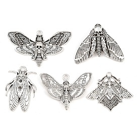 Подвески из сплава на хэллоуин, череп с подвесками в виде мотылька