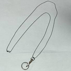 304 Umhängeband mit Kugelketten aus Edelstahl, mit Ring und drehbaren Schnappverschlüssen aus Legierung, für ID-Kartenhalter Umhängeband