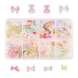 Olycraft Resin Cabochons, Nail Art Decoration Accessories, AB Color Plated, Butterfly & Bowknot