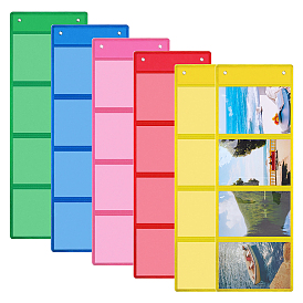 5шт. 5цвета тканевые подвесные сумки для хранения, с ПВХ окнами, прямоугольные