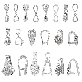 32Pcs 8 Style Brass Pendant Pinch Bails,  with 8Pcs 2 Style Brass Snap On Bails