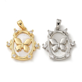 Подвески из латуни с микропаве из циркония, с оболочкой, овал с подвесками в виде бабочек