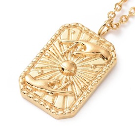 Ion Plating(IP) 304 Stainless Steel Rectangle with Hand Pendant Necklace for Women