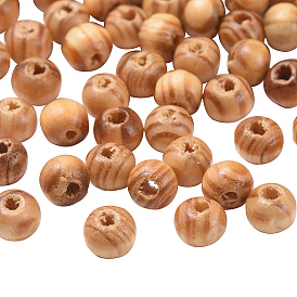Original Color Natural Wood Beads, Round Wooden Spacer Beads for Jewelry Making, Undyed