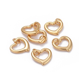 304 encantos de corazón abierto de acero inoxidable, con anillo de salto