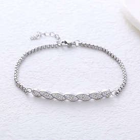 Винтажные браслеты из нержавеющей стали с микропаве из прозрачных кубических цирконий, браслеты-цепочки для женщин