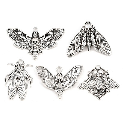 Подвески из сплава на хэллоуин, череп с подвесками в виде мотылька