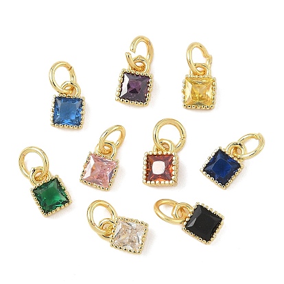 Квадратных латуни микро проложить кубического циркония подвески, стойки покрытие, долговечный, без кадмия и без свинца, золотые, с целью перехода в кольце